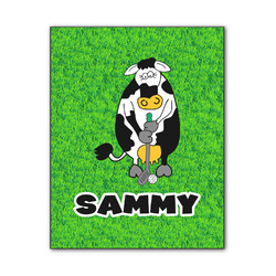 Cow Golfer Wood Print - 11x14 (Personalized)