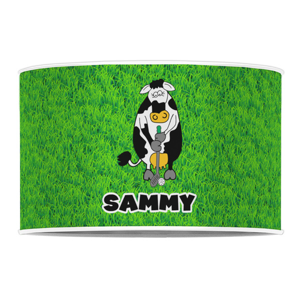 Cow Golfer 12" Drum Lampshade - FRONT (Poly Film)