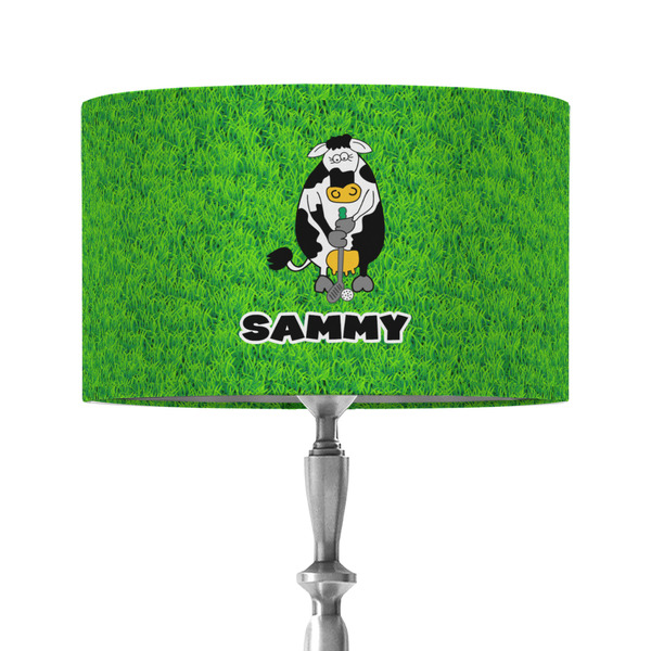 Custom Cow Golfer 12" Drum Lamp Shade - Fabric (Personalized)