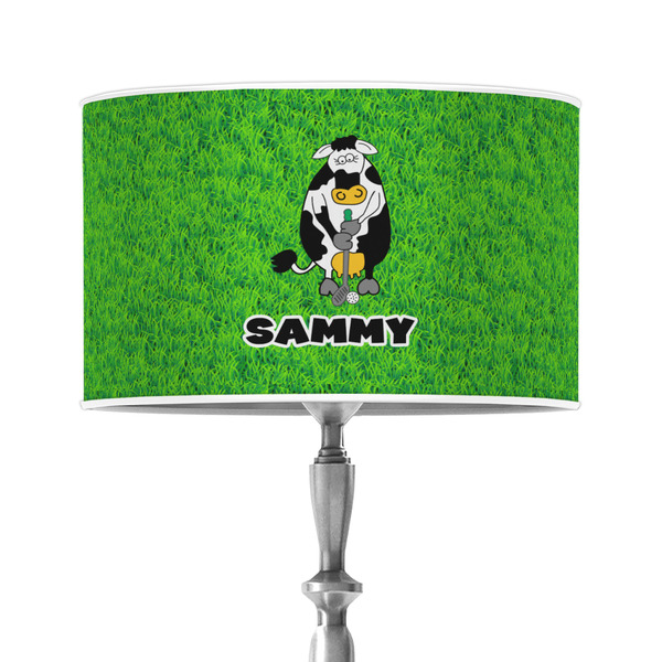 Custom Cow Golfer 12" Drum Lamp Shade - Poly-film (Personalized)