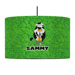 Cow Golfer 12" Drum Pendant Lamp - Fabric (Personalized)