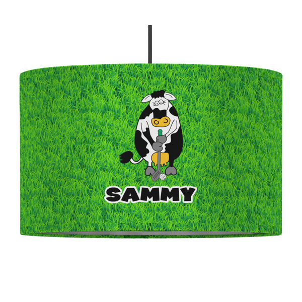 Cow Golfer 12" Drum Lampshade - PENDANT (Fabric)