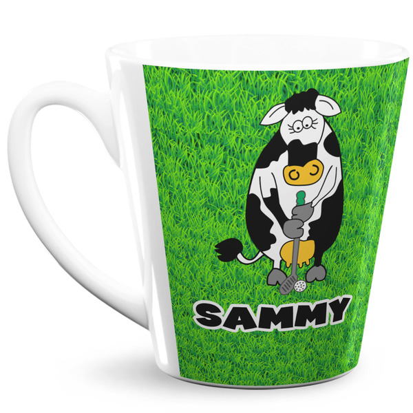 Custom Cow Golfer 12 Oz Latte Mug (Personalized)