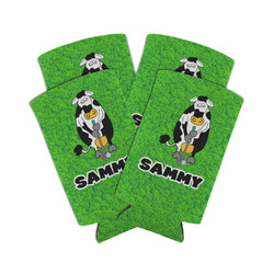 Cow Golfer Can Cooler (tall 12 oz) - Set of 4 (Personalized)