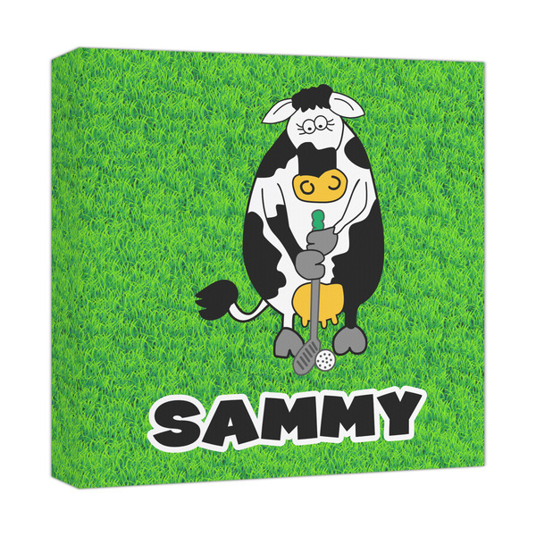 Custom Cow Golfer Canvas Print - 12x12 (Personalized)