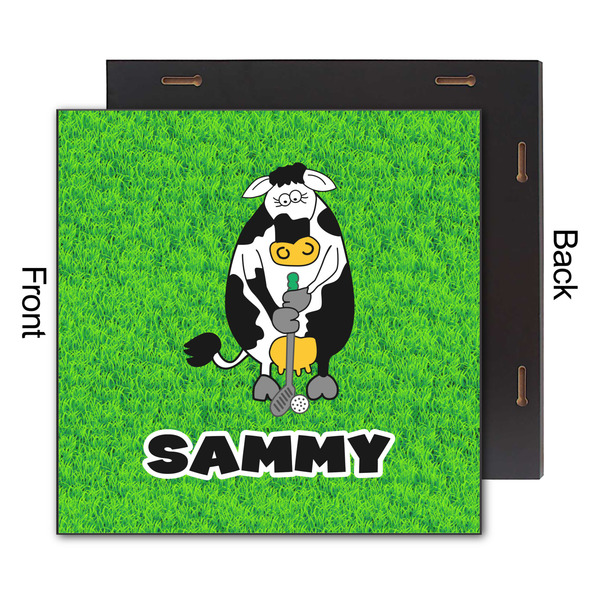 Cow Golfer 12x12 Wood Print - Front & Back View