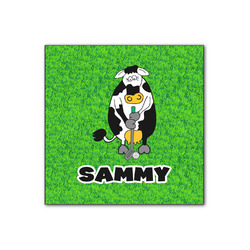 Cow Golfer Wood Print - 12x12 (Personalized)