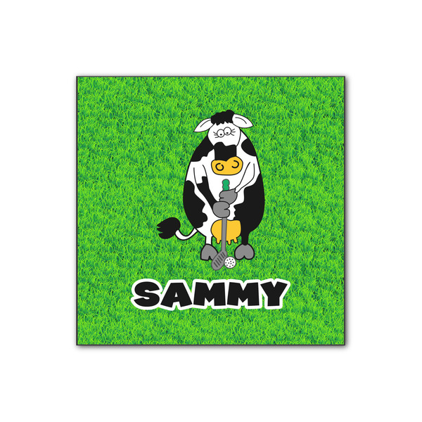 Custom Cow Golfer Wood Print - 12x12 (Personalized)