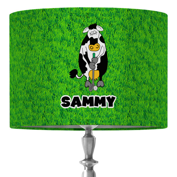 Custom Cow Golfer 16" Drum Lamp Shade - Fabric (Personalized)
