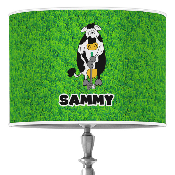 Custom Cow Golfer 16" Drum Lamp Shade - Poly-film (Personalized)