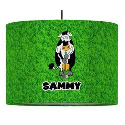 Cow Golfer 16" Drum Pendant Lamp - Fabric (Personalized)