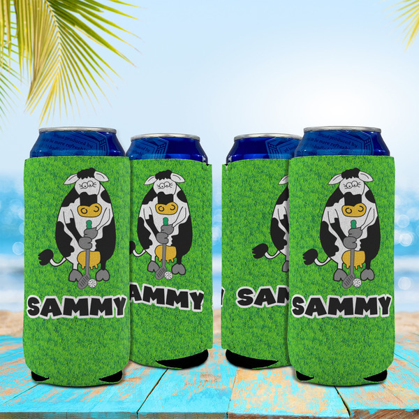 Cow Golfer 16oz Can Sleeve - Set of 4 - LIFESTYLE