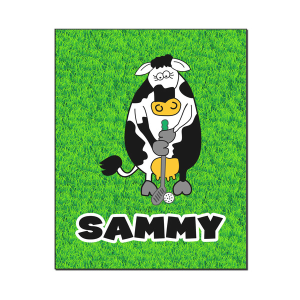 Custom Cow Golfer Wood Print - 16x20 (Personalized)