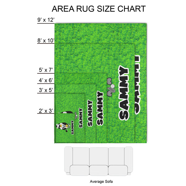 Cow Golfer 2'x3' Indoor Area Rugs - Size Chart
