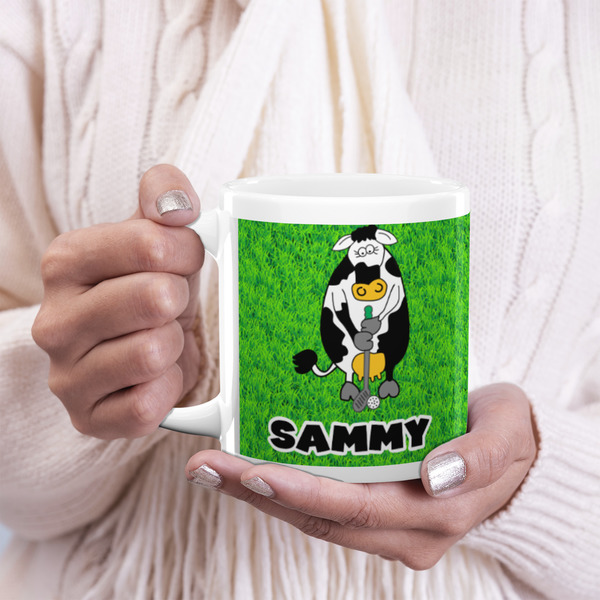 Cow Golfer 20oz Coffee Mug - LIFESTYLE
