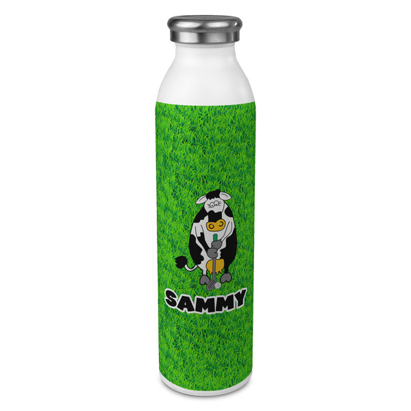 Custom Cow Golfer 20oz Stainless Steel Water Bottle - Full Print (Personalized)