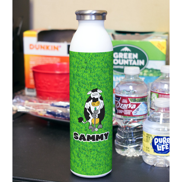 Cow Golfer 20oz Water Bottles - Full Print - In Context