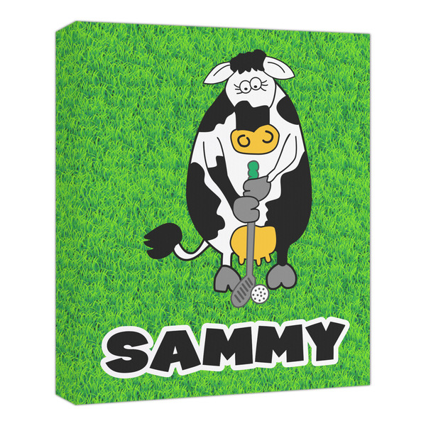 Custom Cow Golfer Canvas Print - 20x24 (Personalized)