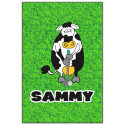 Cow Golfer Wood Print - 20x30 (Personalized)