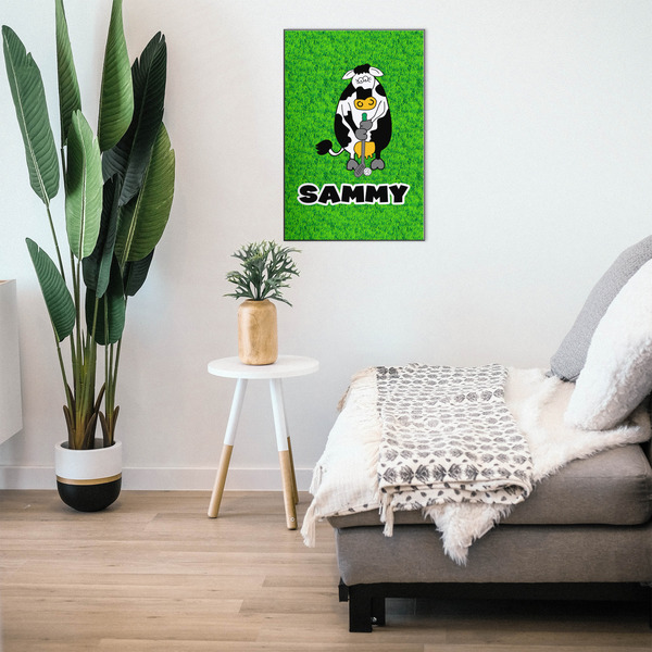 Cow Golfer 20x30 Wood Print - In Context