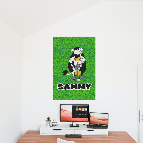 Cow Golfer 24x36 - Matte Poster - On the Wall