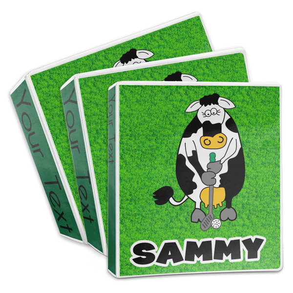 Custom Cow Golfer 3-Ring Binder (Personalized)