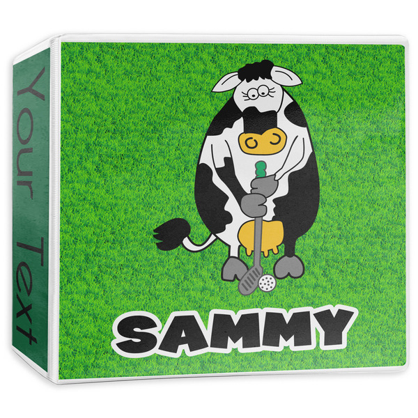 Custom Cow Golfer 3-Ring Binder - 3 inch (Personalized)