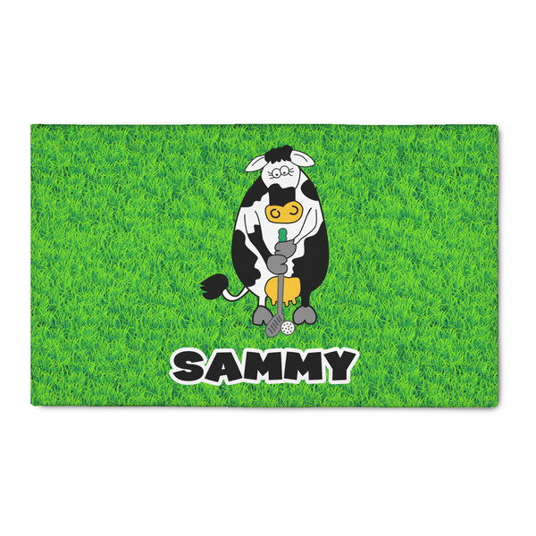 Custom Cow Golfer 3' x 5' Patio Rug (Personalized)