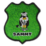 Cow Golfer Iron On Shield Patch C w/ Name or Text