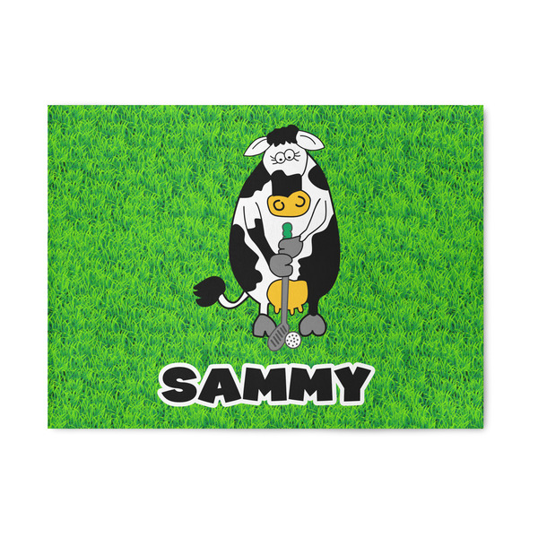 Custom Cow Golfer 5' x 7' Patio Rug (Personalized)