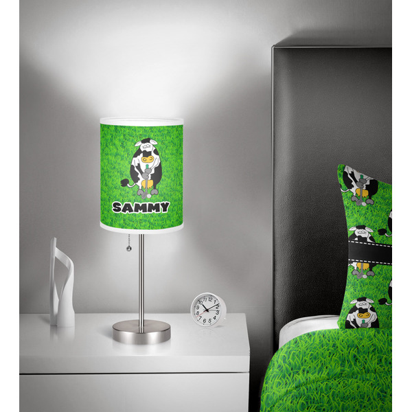 Cow Golfer 7 inch drum lamp shade - in room