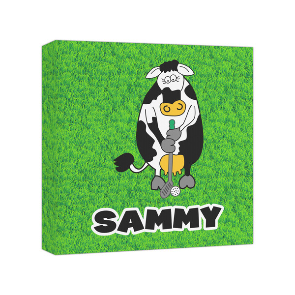 Custom Cow Golfer Canvas Print - 8x8 (Personalized)