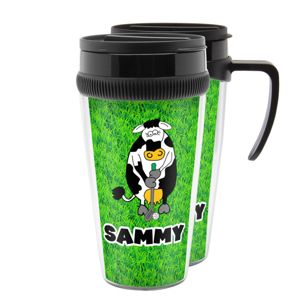 Custom Cow Golfer Acrylic Travel Mug (Personalized)