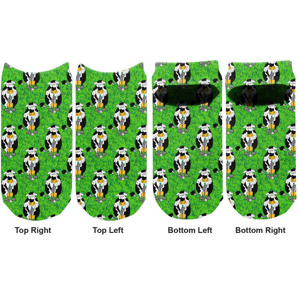 Cow Golfer Adult Ankle Socks - Double Pair - Front and Back - Apvl