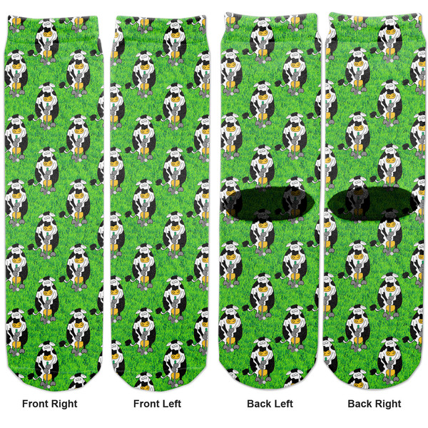 Cow Golfer Adult Crew Socks - Double Pair - Front and Back - Apvl
