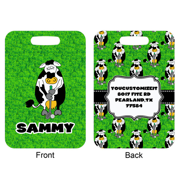 Cow Golfer Aluminum Luggage Tag (Front + Back)