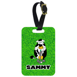 Cow Golfer Metal Luggage Tag w/ Name or Text