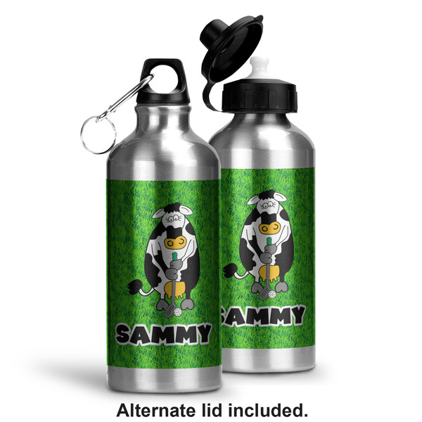 Cow Golfer Aluminum Water Bottle - Alternate lid options