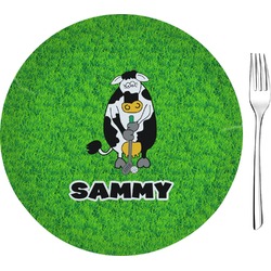 Cow Golfer Glass Appetizer / Dessert Plate 8" (Personalized)