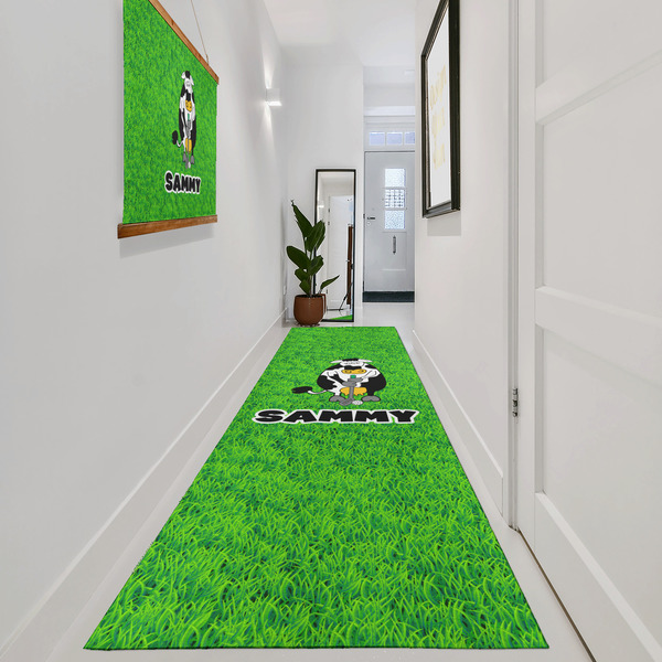 Cow Golfer Area Rug Sizes - In Context (vertical)