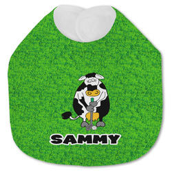 Cow Golfer Jersey Knit Baby Bib w/ Name or Text