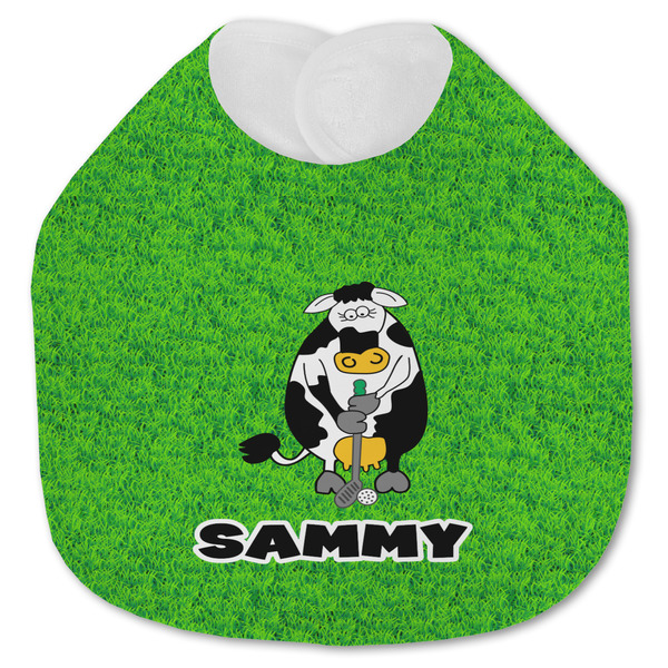 Custom Cow Golfer Jersey Knit Baby Bib w/ Name or Text