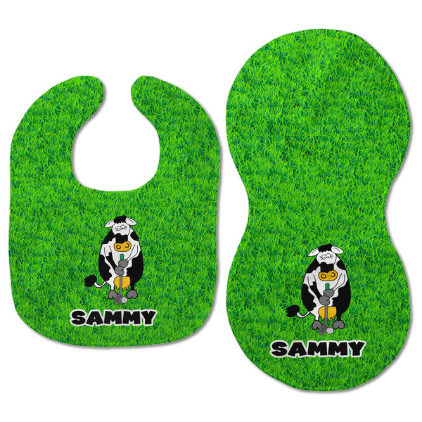 Cow Golfer Baby Bib & Burp Set - Approval (new bib & burp)
