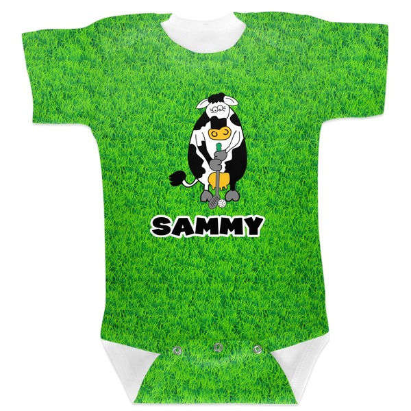 Custom Cow Golfer Baby Bodysuit (Personalized)