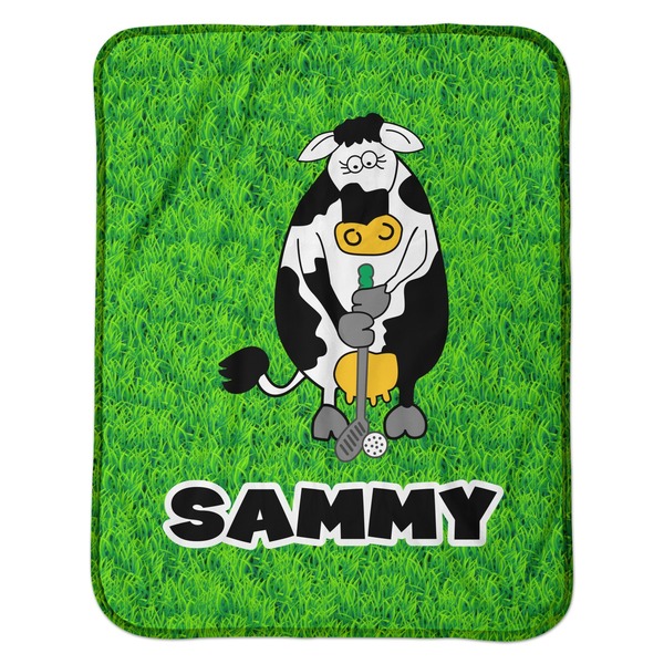 Cow Golfer Baby Sherpa Blanket - Flat