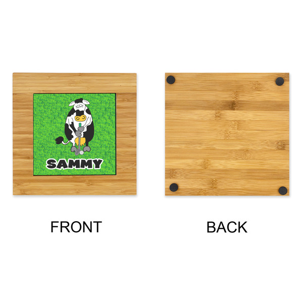 Cow Golfer Bamboo Trivet with 6" Tile - APPROVAL