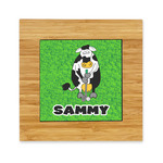 Cow Golfer Bamboo Trivet with Ceramic Tile Insert (Personalized)