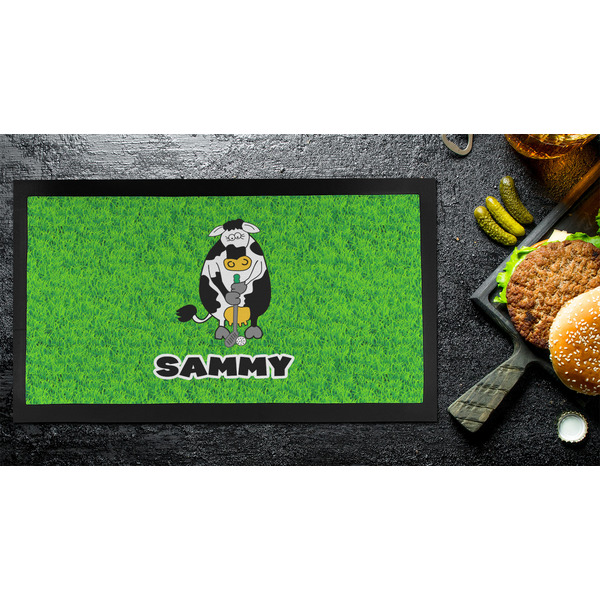 Cow Golfer Bar Mat - Small - LIFESTYLE