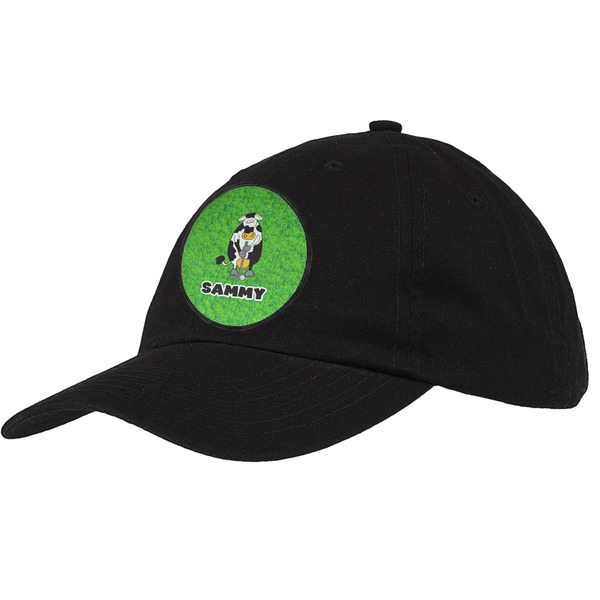 Custom Cow Golfer Baseball Cap - Black (Personalized)