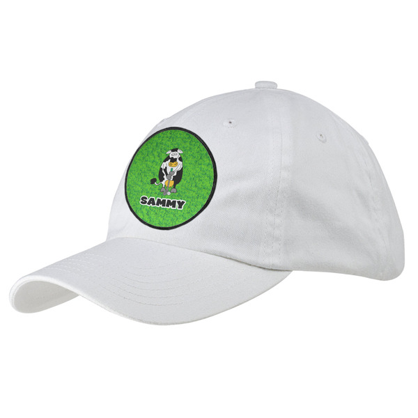 Custom Cow Golfer Baseball Cap - White (Personalized)